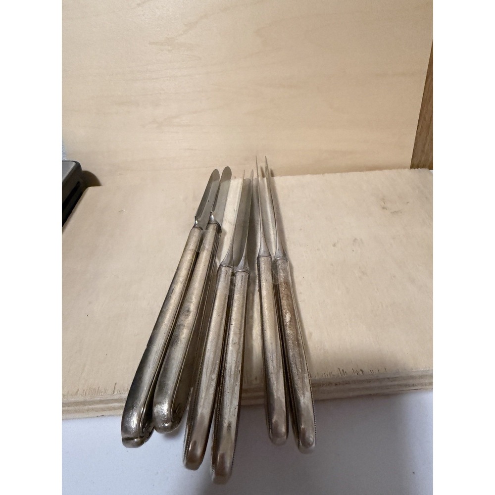 Knife Lot Of 6 Vintage Dinner Knives Different Designs Stainless